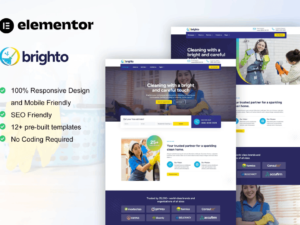 Brighto – Cleaning Service Company Elementor Pro Template Kit - Brighto is an Elementor Pro Template Kit for Cleaning Services website. This template kit will help you to create any website related to cleaning services website such as home cleaning, laundry, cleaning service, home maid,