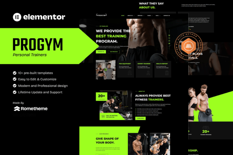 Progym – Personal Trainers & Fitness Elementor Template Kit