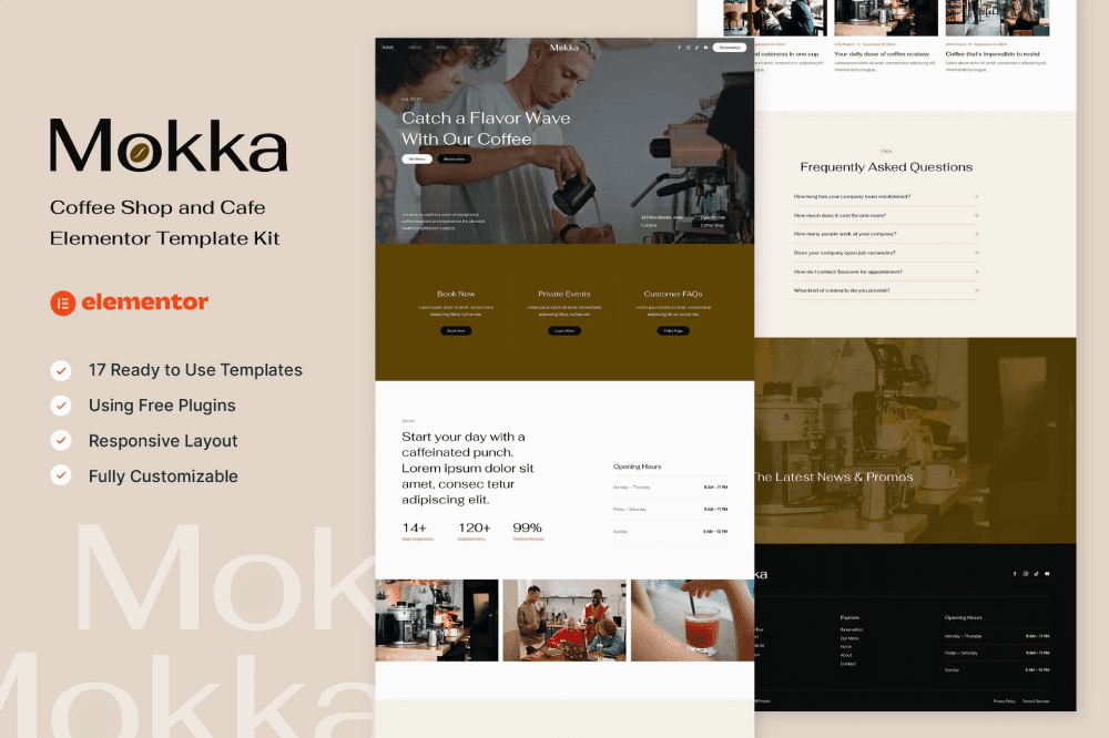 Mokka – Coffee Shop & Cafe Elementor Template Kit 1 Mokka - Coffee Shop & Cafe Elementor Template Kit