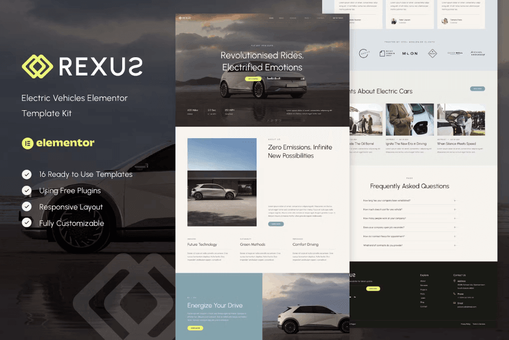 Rexus – Electric Vehicles Elementor Template Kit 1 Rexus – Electric Vehicles Elementor Template Kit