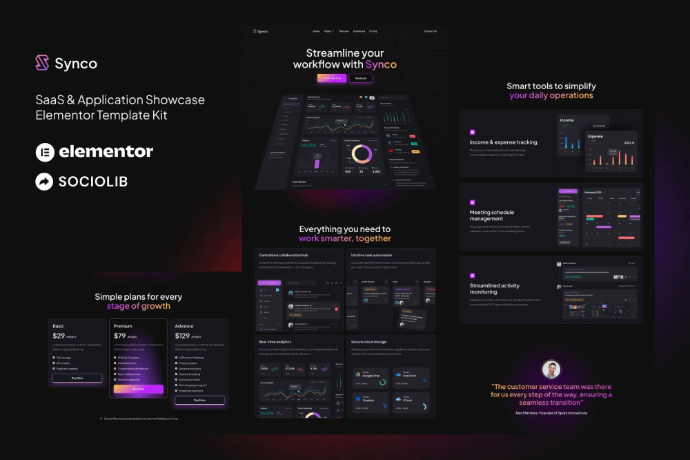 Synco – SaaS & Software Showcase Elementor Template Kit 1 Synco – SaaS & Software Showcase Elementor Template Kit