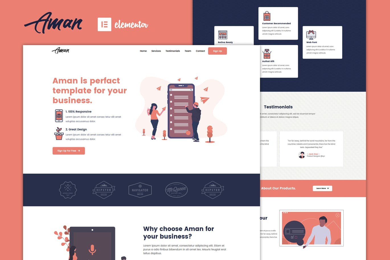 Aman – One Page Elementor Template Kit 1 aman-elementor-template-kit-preview