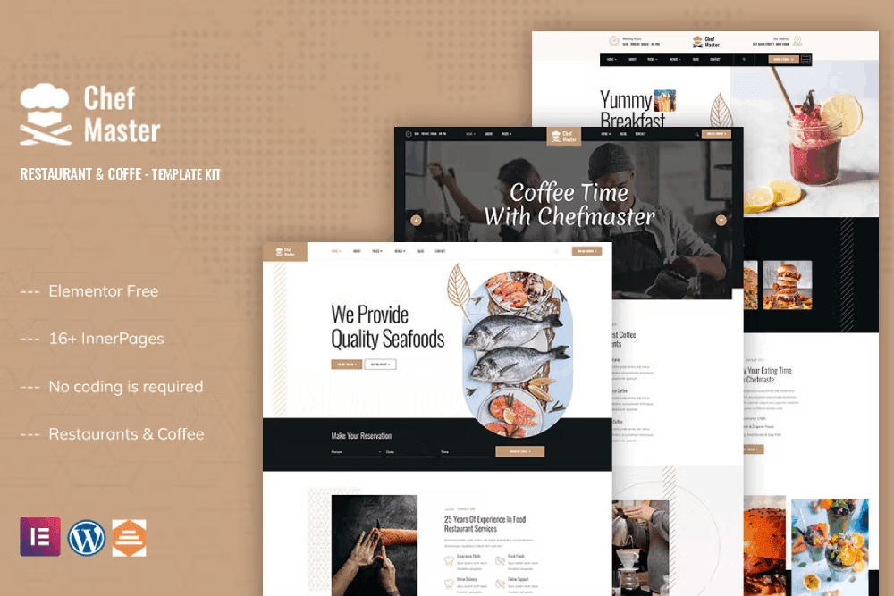 Chefmaster – Restaurant and Cafe Elementor Template Kit 1 Chefmaster – Restaurant & Cafe Elementor Template Kit