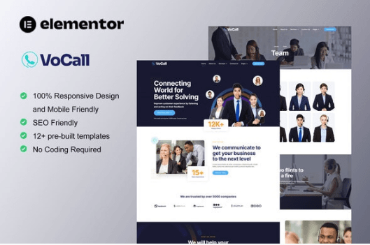 VoCall - Call Center & Telemarketing Elementor Template Kit 1 VoCall - Call Center & Telemarketing Elementor Template Kit