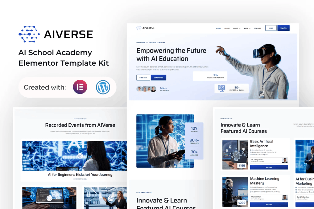 AIVerse - AI School Academy Elementor Template Kit 1 AIVerse - AI School Academy Elementor Template Kit, Elementor Template Kit, AIVerse Elementor Template Kit - Free Download