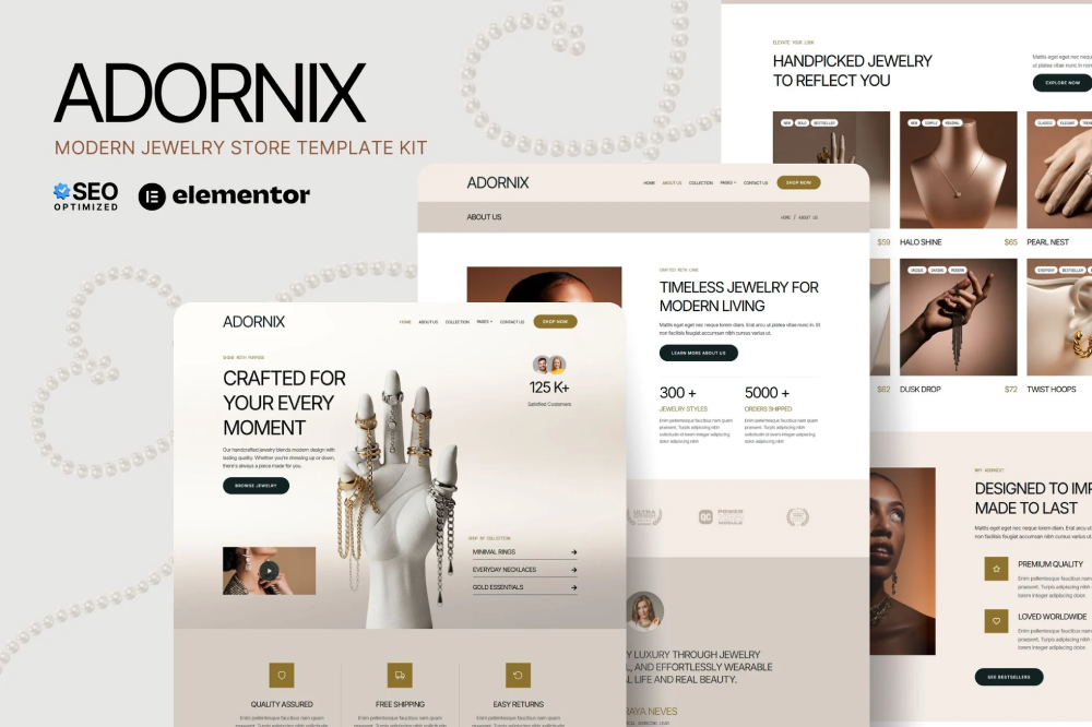 Adornix - Modern Jewelry Store Elementor Template Kit 1 Adornix - Modern Jewelry Store Elementor Template Kit, Elementor Template Kit, Adornix Elementor Template Kit - Free Download