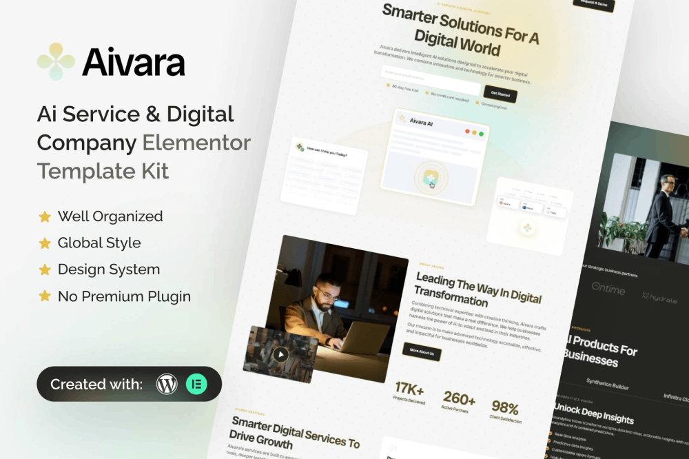 Aivara - Ai Service & Digital Company Elementor Template Kit 1 Aivara - Ai Service & Digital Company Elementor Template Kit Cover