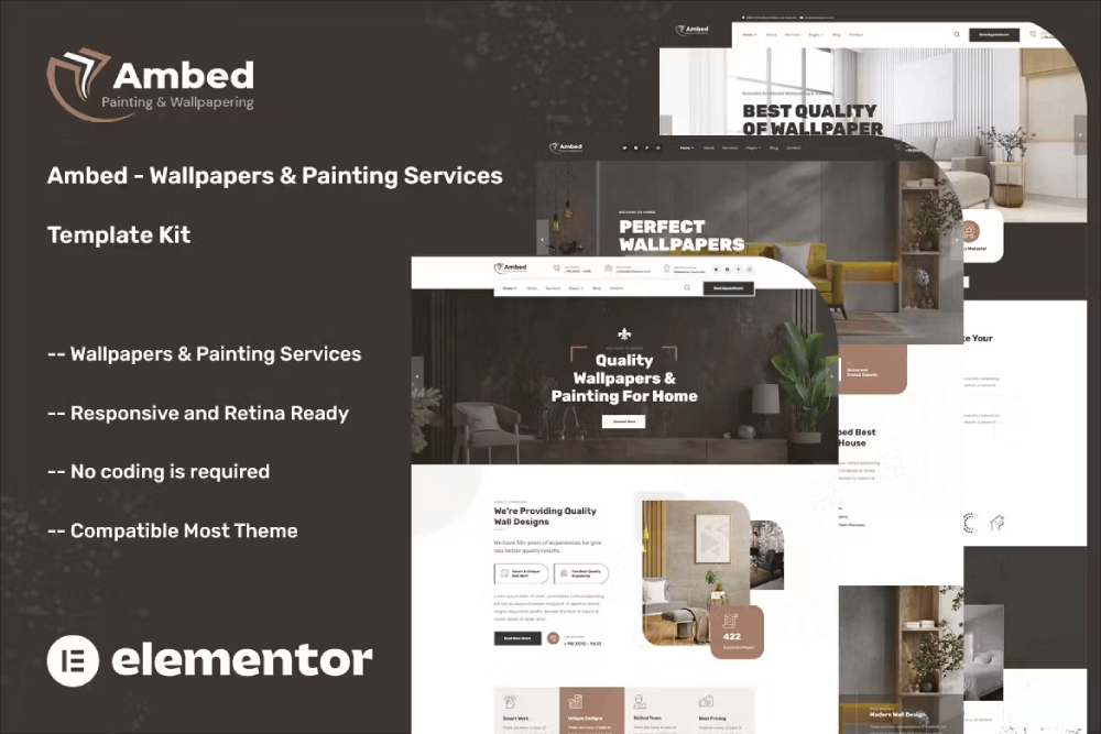 Ambed - Wallpapers & Painting Services Elementor Template Kit 1 Ambed - Wallpapers & Painting Services Elementor Template Kit, Elementor Template Kit, Ambed Elementor Template Kit - Free Download