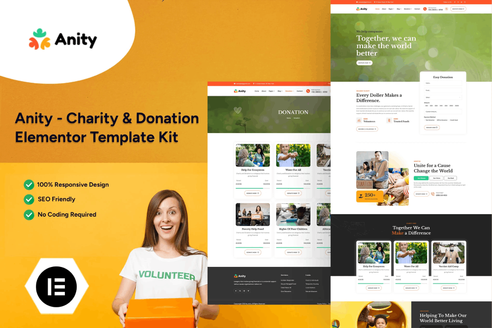 Anity - Charity & Donation Elementor Template Kit 1 Anity - Charity & Donation Elementor Template Kit, Elementor Template Kit, Anity Elementor Template Kit - Free Download