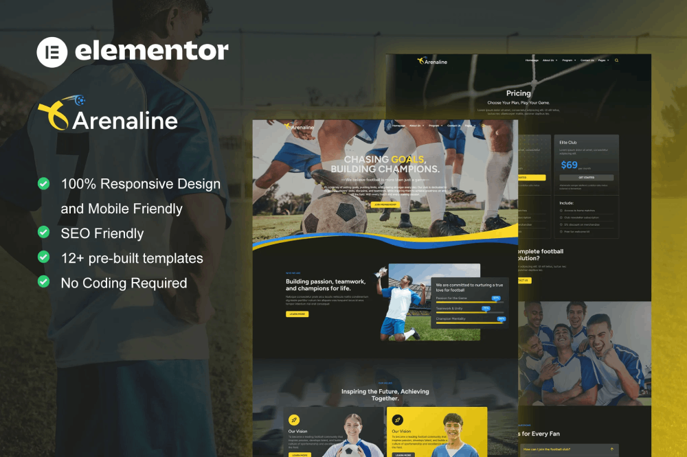 Arenaline - Template Kit for Football Team & Sport Club Elementor Template Kit 1 Arenaline - Template Kit for Football Team & Sport Club Elementor Template Kit, Elementor Template Kit, Arenaline Elementor Template Kit - Free Download