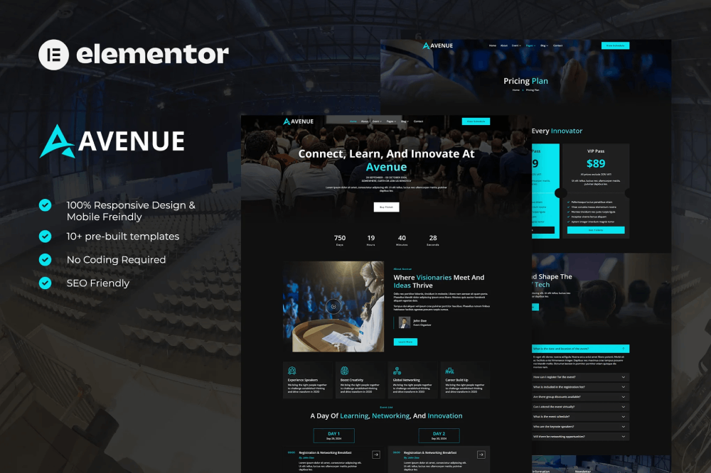 Avenue - Event & Conference Elementor Template Kit 1 Avenue - Event & Conference Elementor Template Kit Cover