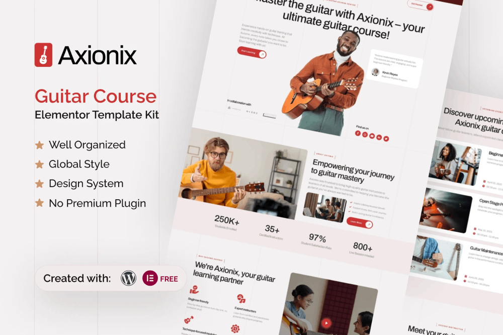 Axionix Guitar Course Elementor Template Kit 1 Axionix Guitar Course Elementor Template Kit, Elementor Template Kit, Axionix Elementor Template Kit - Free Download