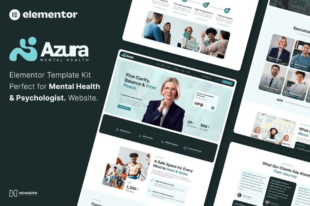 Azura - Mental Health & Psychologist Elementor Template Kit 1 Azura - Mental Health & Psychologist Elementor Template Kit Cover