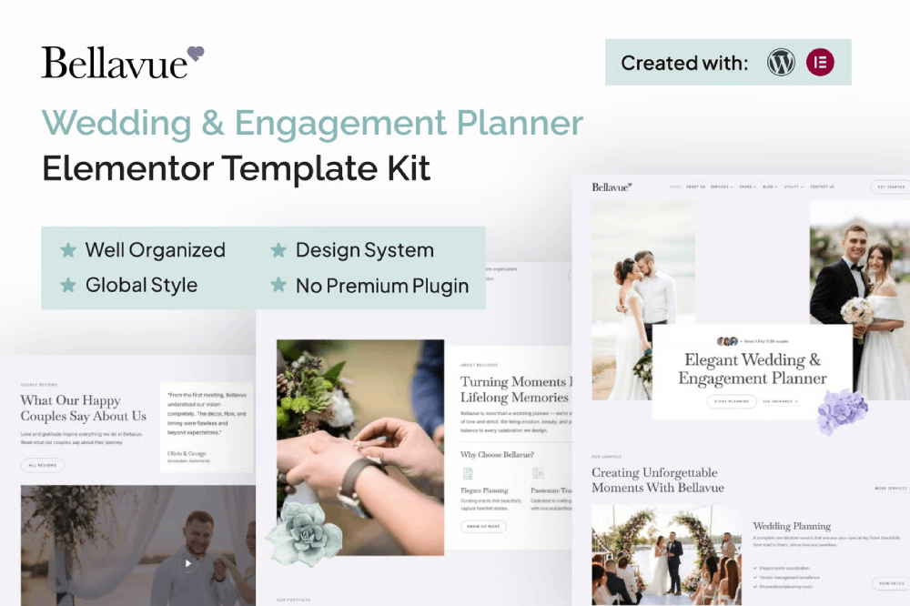 Bellavue - Wedding & Engagement Planner Elementor Template Kit 1 Bellavue - Wedding & Engagement Planner Elementor Template Kit Cover