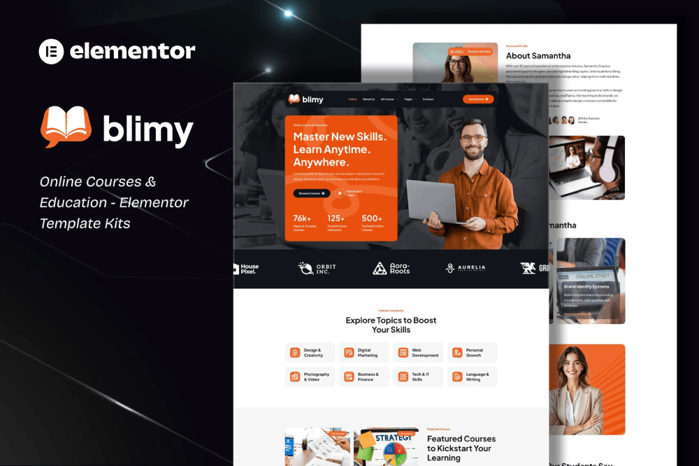 Blimy - Online Courses & Education Elementor Template Kits 1 Blimy - Online Courses & Education Elementor Template Kit, Elementor Template Kit, Blimy Elementor Template Kit - Free Download
