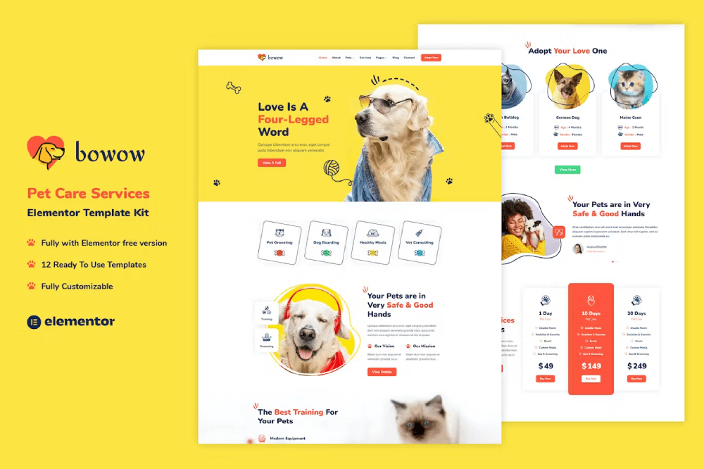 Bowow - Pet Care Services Elementor Template Kit 1 Bowow - Pet Care Services Elementor Template Kit, Elementor Template Kit, Bowow Elementor Template Kit - Free Download