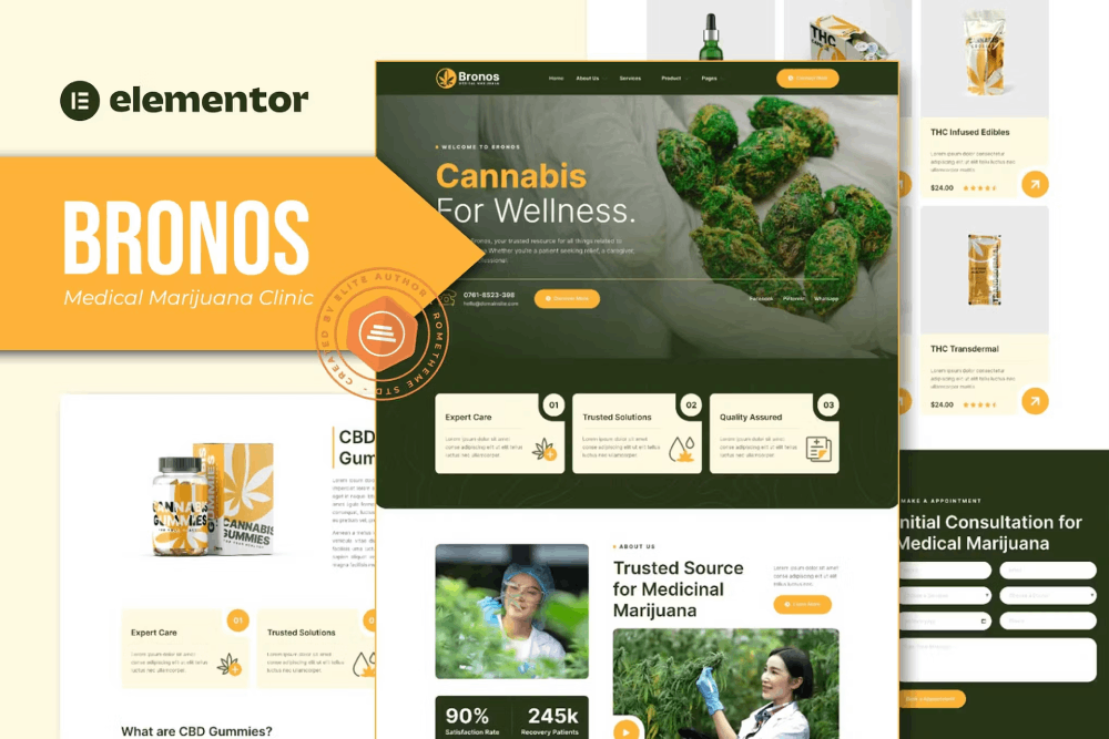 Bronos - Medical Marijuana Elementor Template Kit 1 Bronos - Medical Marijuana Elementor Template Kit, Elementor Template Kit, Bronos Elementor Template Kit - Free Download