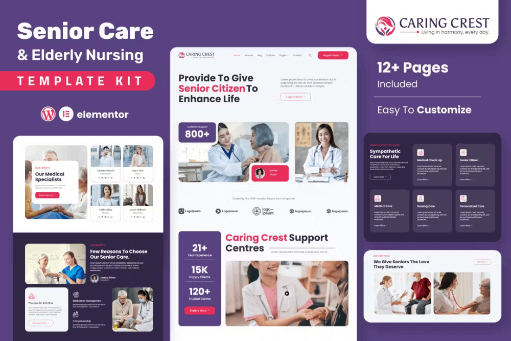 Caring Crest Elementor Template Kit 1 Caring Crest Elementor Template Kit, Elementor Template Kit, Caring Elementor Template Kit - Free Download
