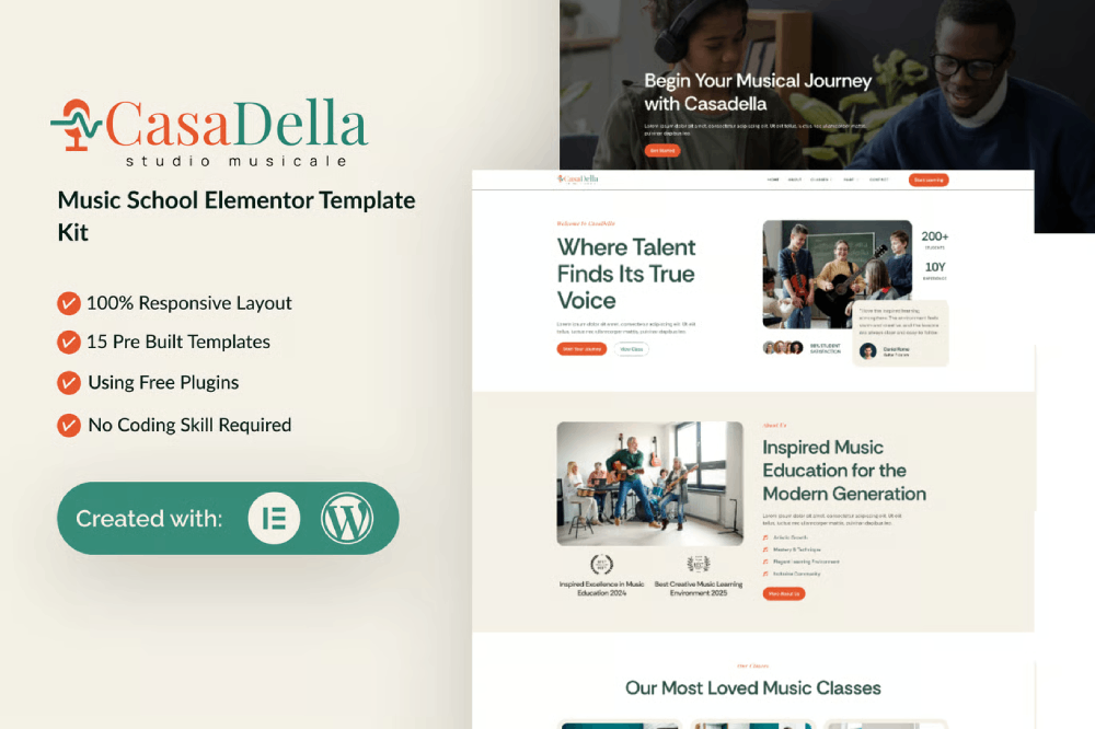 CasaDella - Music School Elementor Template Kit 1 CasaDella - Music School Elementor Template Kit Cover