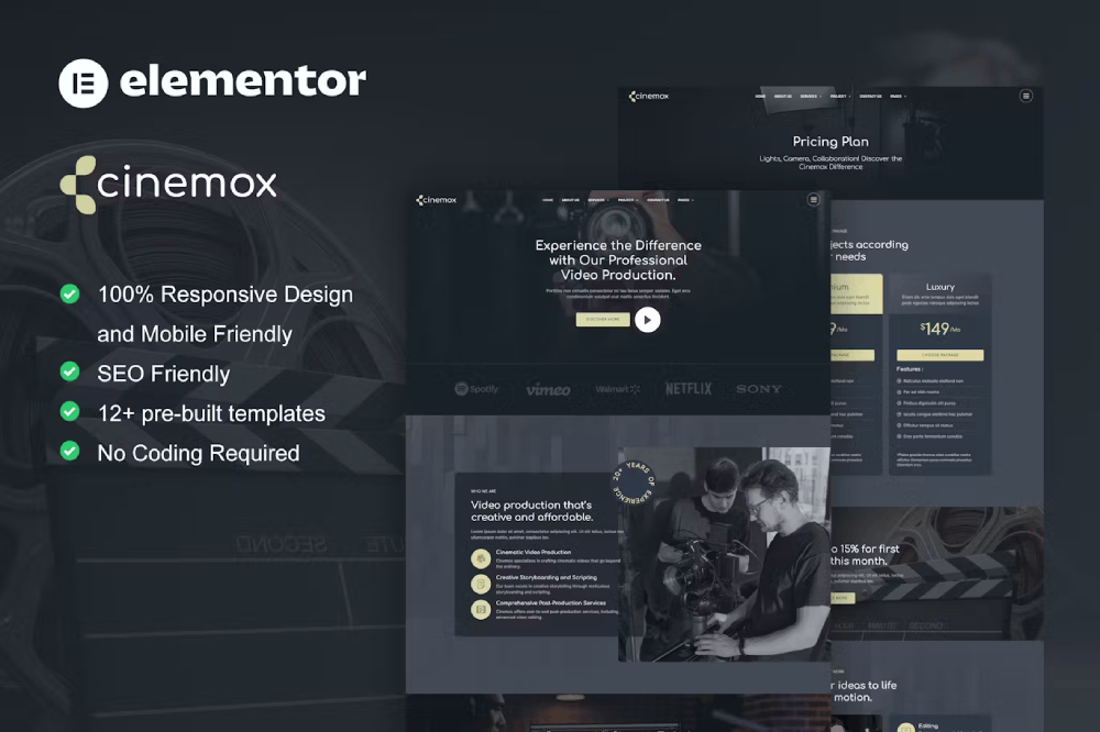 Cinemox - Template kit for Video Production Company Elementor Template Kit 1 Cinemox - Template kit for Video Production Company Elementor Template Kit, Elementor Template Kit, Cinemox Elementor Template Kit - Free Download
