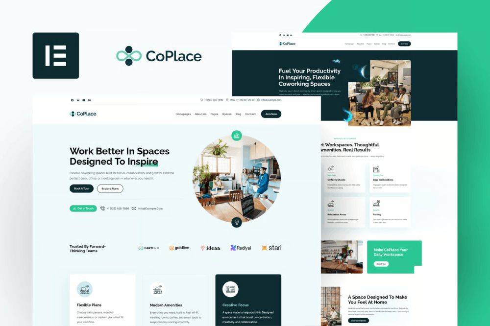 CoSpace Coworking - Modern Workspace Elementor Template Kit 1 CoSpace Coworking - Modern Workspace Elementor Template Kit Cover