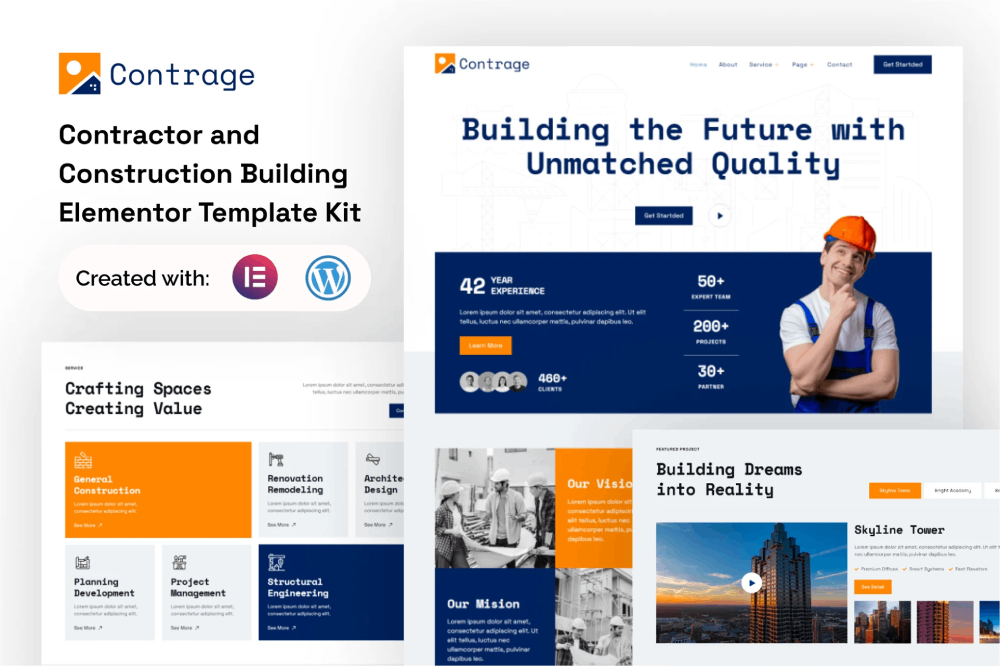 Contrage - Contractor and Construction Building Elementor Template Kit 1 Contrage - Contractor and Construction Building Elementor Template Kit, Elementor Template Kit, Contrage Elementor Template Kit - Free Download