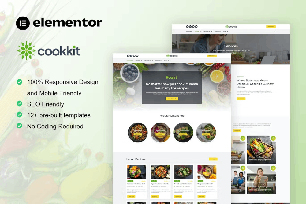 Cookkit - Template kit for nutrition and recipe Elementor Template Kit 1 Cookkit - Template kit for nutrition and recipe Elementor Template Kit, Elementor Template Kit, Cookkit Elementor Template Kit - Free Download