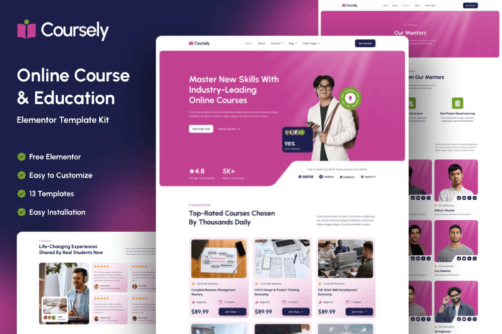 Coursely - Online Course & Education Elementor Template Kit 1 Coursely - Online Course & Education Elementor Template Kit Cover