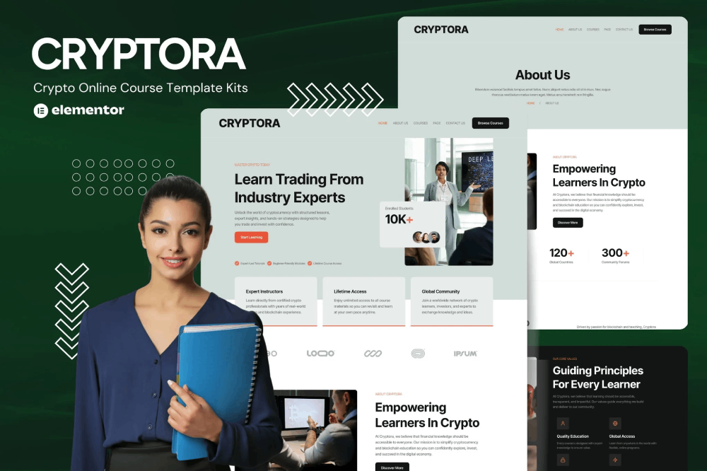 Cryptora - Crypto Online Course Elementor Template Kit 1 Cryptora - Crypto Online Course Elementor Template Kit Cover