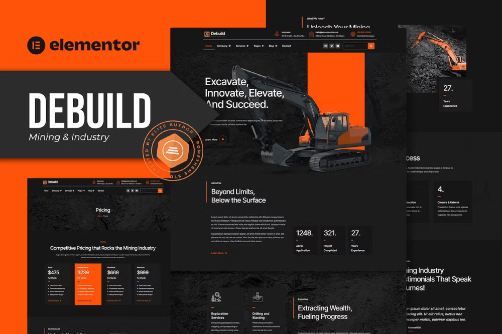 Debuild - Mining & Industry Elementor Pro Template Kit Elementor Template Kit 1 Debuild - Mining & Industry Elementor Template Kit, Elementor Template Kit, Debuild Elementor Template Kit - Free Download