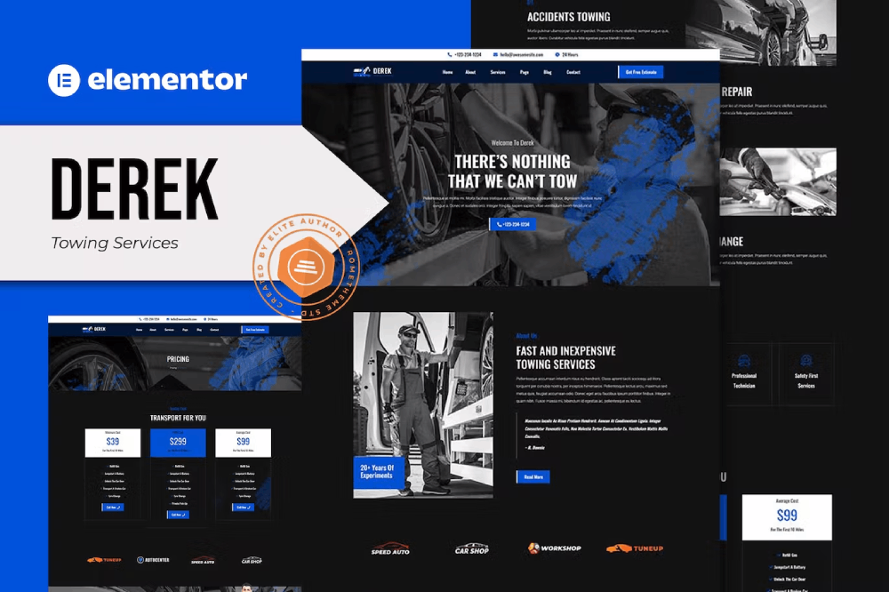 Derek - Towing Services Elementor Pro Template Kit Elementor Template Kit 1 Derek - Towing Services Elementor Template Kit, Elementor Template Kit, Derek Elementor Template Kit - Free Download