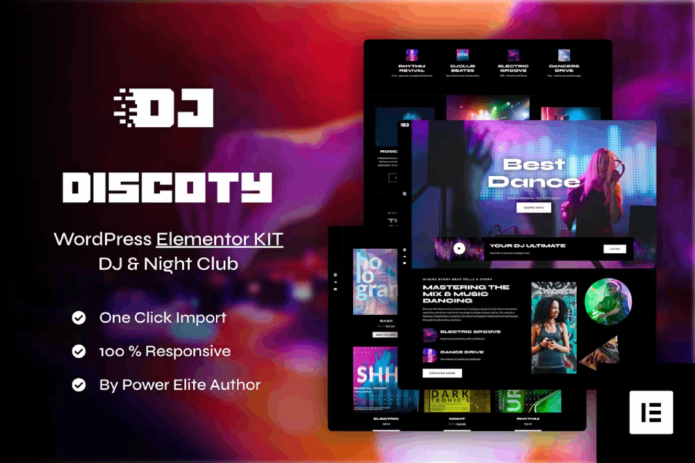 Discoty Elementor Template Kit 1 Discoty Elementor Template Kit Cover