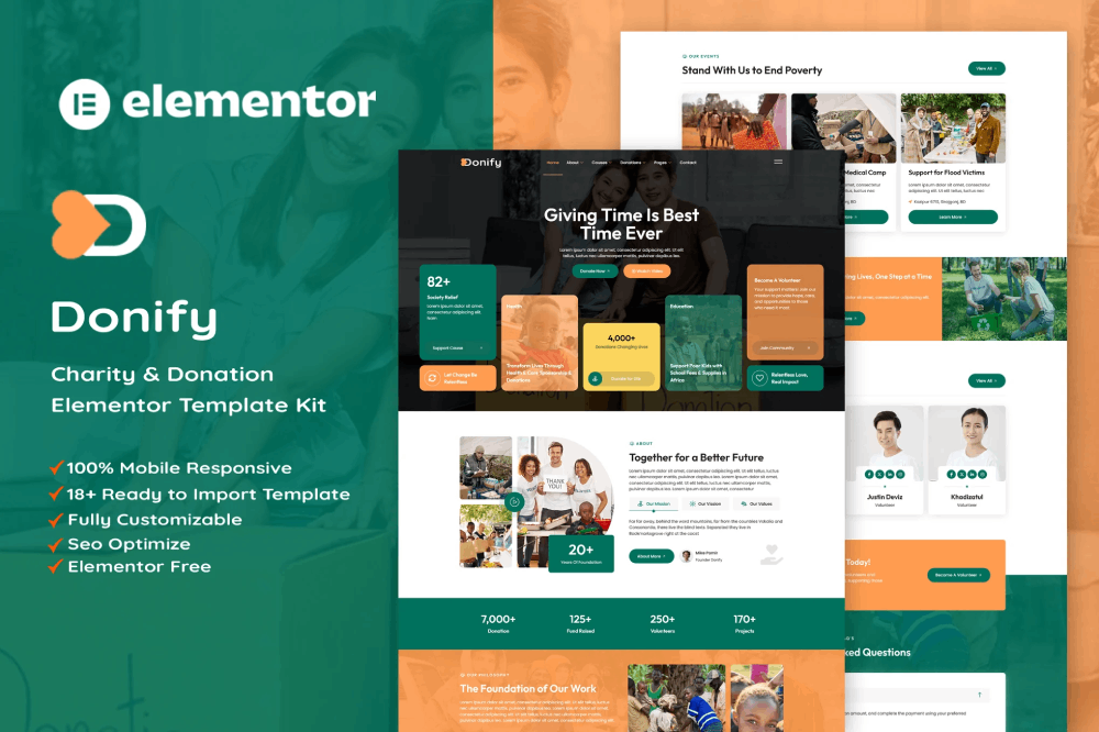 Donify - Charity & Donation Elementor Template Kit 1 Donify - Charity & Donation Elementor Template Kit, Elementor Template Kit, Donify Elementor Template Kit - Free Download