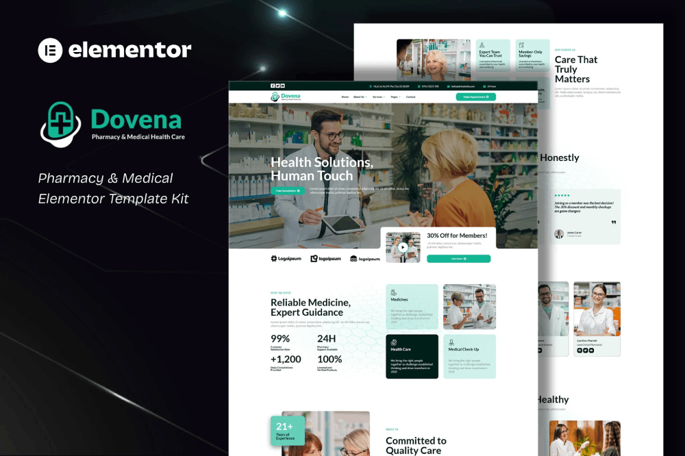 Dovena - Pharmacy & Medical Elementor Template Kit 1 Dovena - Pharmacy & Medical Elementor Template Kit, Elementor Template Kit, Dovena Elementor Template Kit - Free Download
