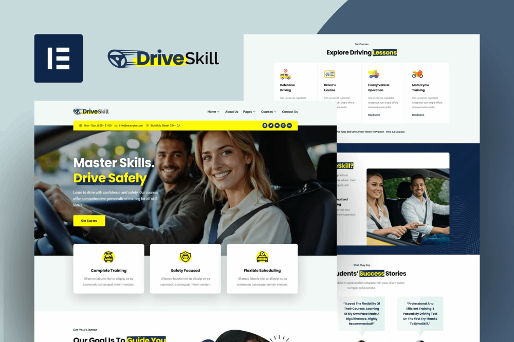 DriveSkill - Driving School Elementor Template Kit 1 DriveSkill - Driving School Elementor Template Kit, Elementor Template Kit, DriveSkill Elementor Template Kit - Free Download