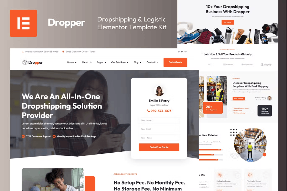 Dropper - Sropshipping & Logistic Elementor Template Kit 1 Dropper - Sropshipping & Logistic Elementor Template Kit, Elementor Template Kit, Dropper Elementor Template Kit - Free Download
