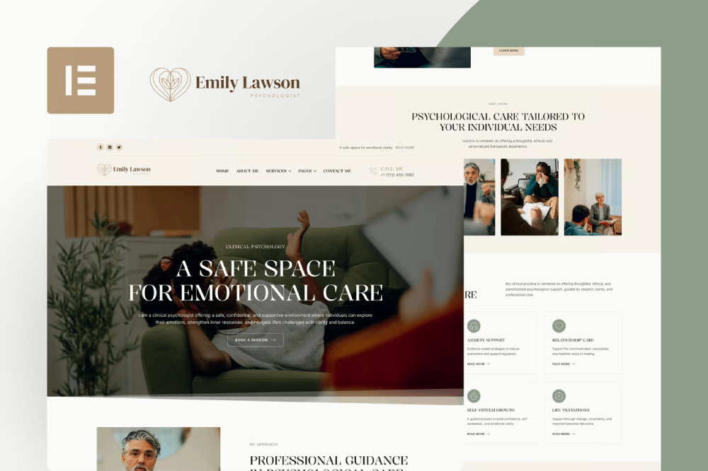 Emily Lawson - Psychologist & Counsellor Elementor Template Kit 1 Emily Lawson - Psychologist & Counsellor Elementor Template Kit Cover