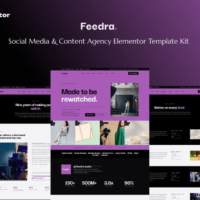 Feedra - Social Media & Content Agency Elementor Template Kit Cover