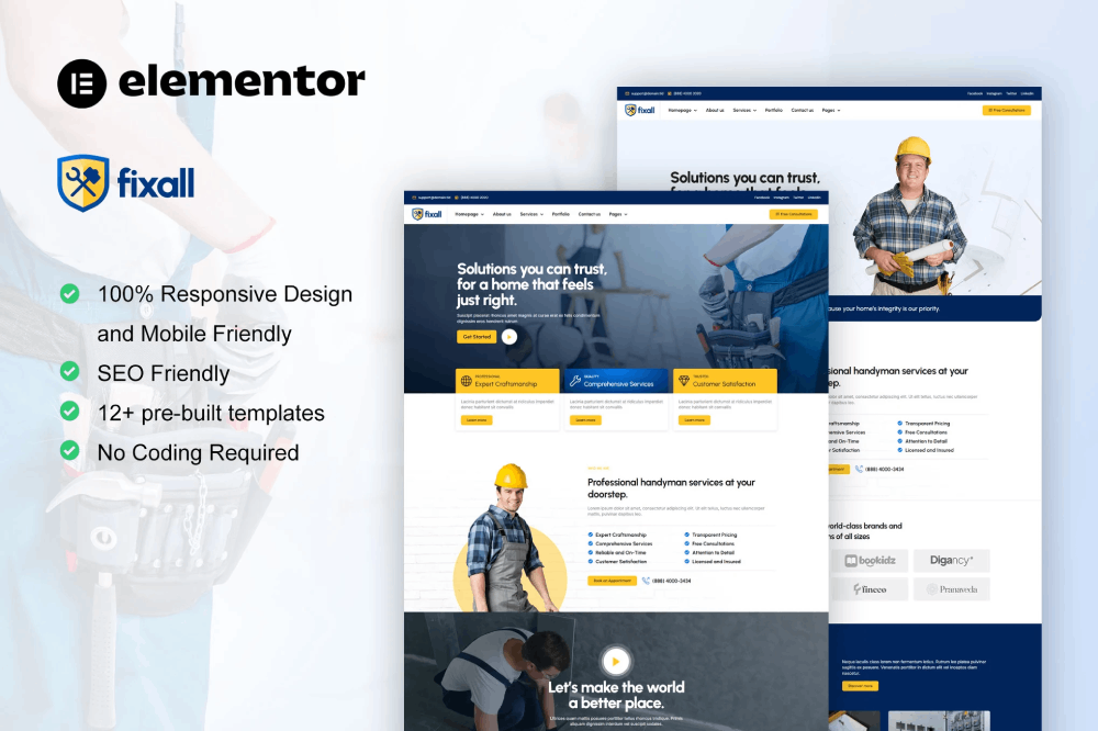 Fixall - Template kit for Handyman Services Elementor Template Kit 1 Fixall - Template kit for Handyman Services Elementor Template Kit, Elementor Template Kit, Fixall Elementor Template Kit - Free Download