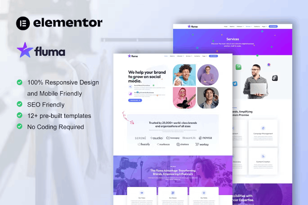 Fluma - Template kit for Influencer Elementor Template Kit 1 Fluma - Template kit for Influencer Elementor Template Kit, Elementor Template Kit, Fluma Elementor Template Kit - Free Download