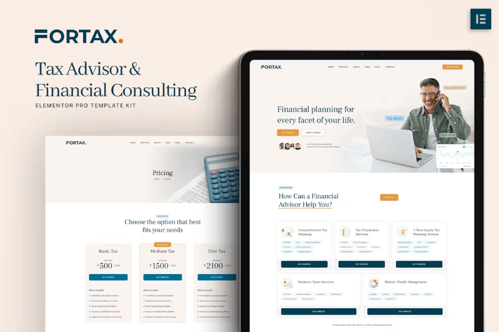 Fortax - Tax Advisor & Financial Consulting Elementor Template Kit 1 Fortax - Tax Advisor & Financial Consulting Elementor Template Kit, Elementor Template Kit, Fortax Elementor Template Kit - Free Download
