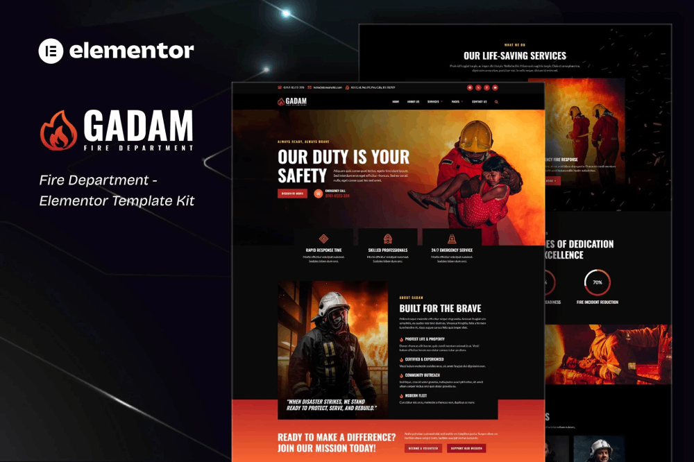 Gadam - Fire Department Elementor Template Kit 1 Gadam - Fire Department Elementor Template Kit, Elementor Template Kit, Gadam Elementor Template Kit - Free Download
