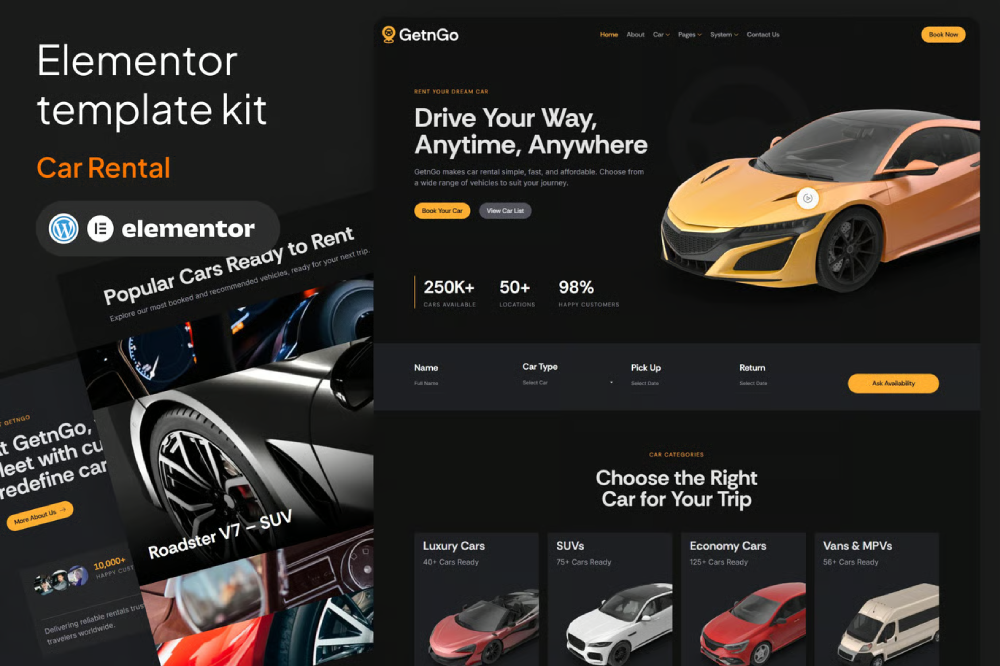 GetnGo - Car Rental Elementor Template Kit 1 GetnGo - Car Rental Elementor Template Kit Cover