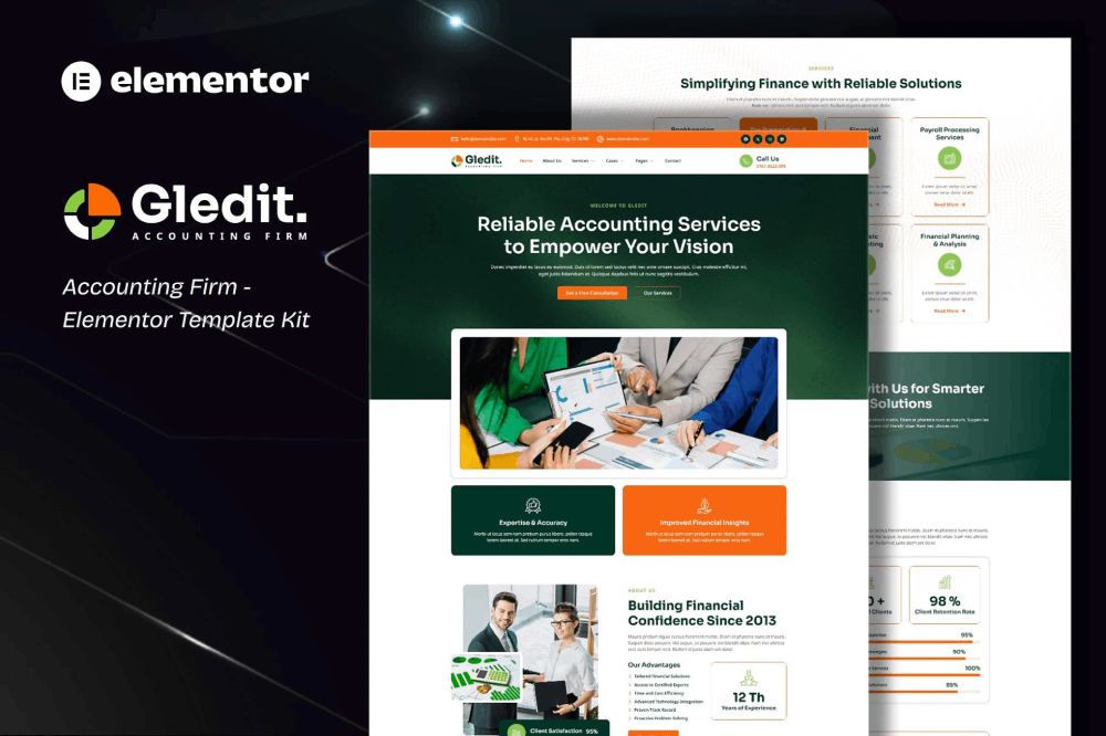 Gledit - Accounting Firm Elementor Template Kit 1 Gledit - Accounting Firm Elementor Template Kit, Elementor Template Kit, Gledit Elementor Template Kit - Free Download
