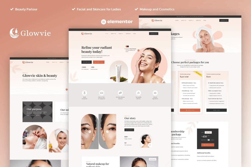 Glowvie - Beauty & Skincare Elementor Template Kit 1 Glowvie - Beauty & Skincare Elementor Template Kit, Elementor Template Kit, Glowvie Elementor Template Kit - Free Download