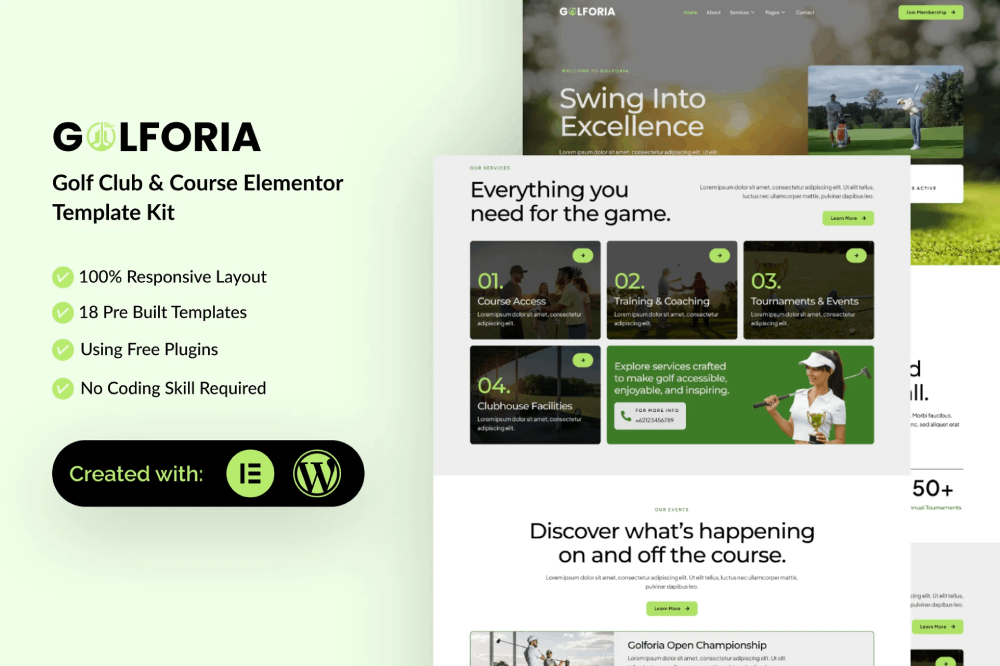 Golforia - Golf Club & Course Elementor Template Kit 1 Golforia - Golf Club & Course Elementor Template Kit, Elementor Template Kit, Golforia Elementor Template Kit - Free Download