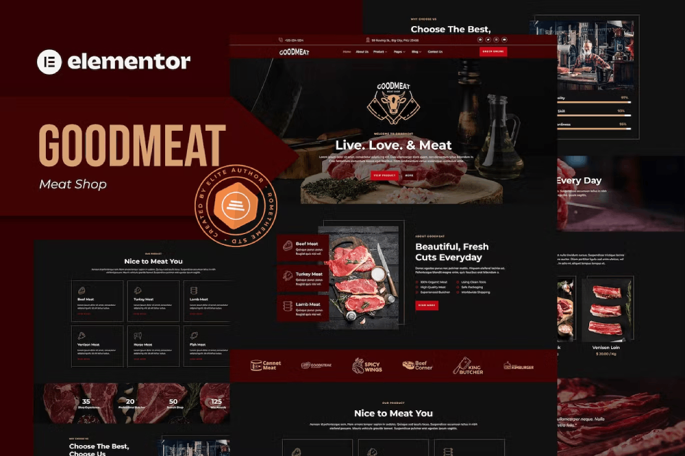 Goodmeat - Meat Shop & Butcher Elementor Template Kit 1 Goodmeat - Meat Shop & Butcher Elementor Template Kit, Elementor Template Kit, Goodmeat Elementor Template Kit - Free Download