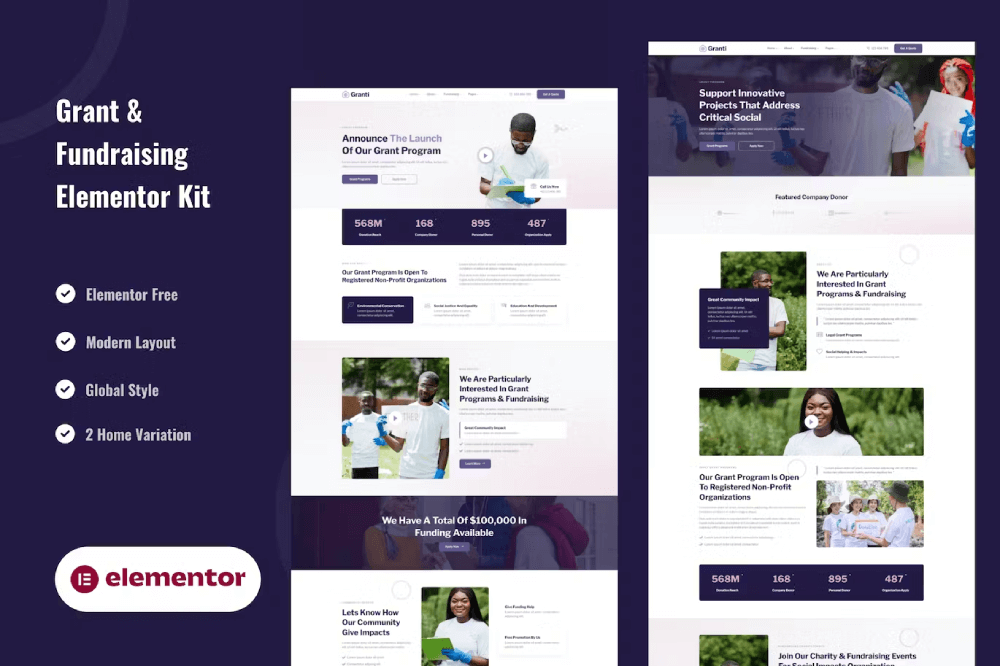 Grant & Fundraising Elementor Template Kit 1 Grant & Fundraising Elementor Template Kit, Elementor Template Kit, Grant Elementor Template Kit - Free Download