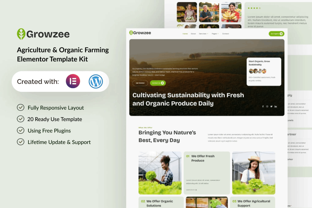 Growzee - Agriculture & Organic Farming Elementor Template Kit 1 Growzee - Agriculture & Organic Farming Elementor Template Kit, Elementor Template Kit, Growzee Elementor Template Kit - Free Download