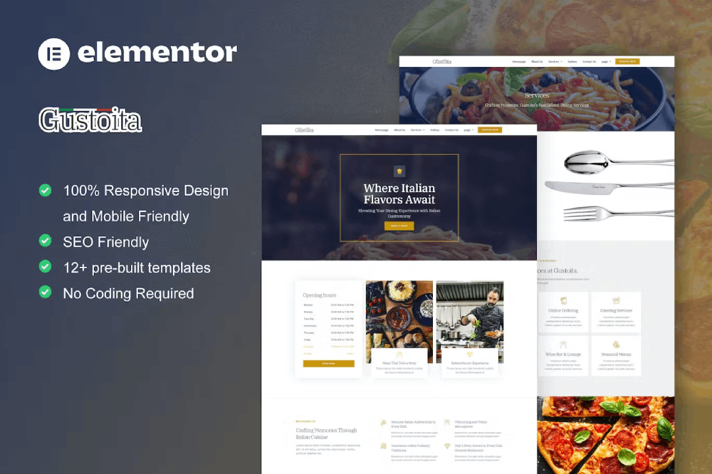 Gustoita - Template kit for Italian Restaurant Elementor Template Kit 1 Gustoita - Template kit for Italian Restaurant Elementor Template Kit, Elementor Template Kit, Gustoita Elementor Template Kit - Free Download